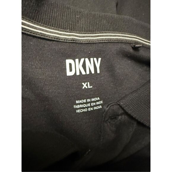 DKNY Men’s XL Short Sleeve Polo Shirt Black Slim Fit Collared Logo Casual Office - Picture 5 of 6